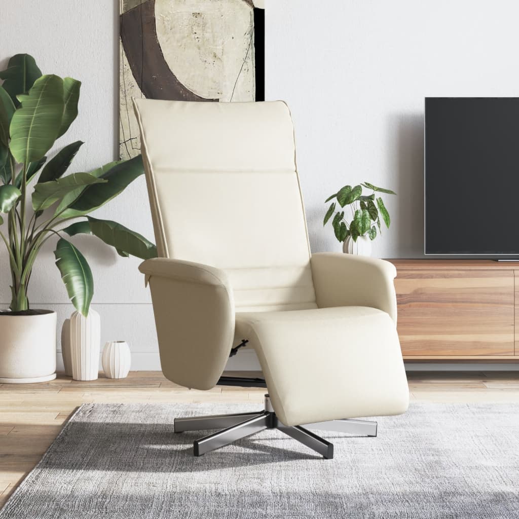 vidaXL Fauteuil verstelbaar met voetensteun kunstleer crèmekleurig