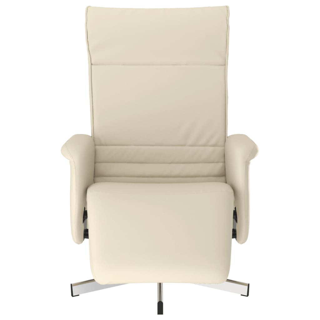 vidaXL Fauteuil verstelbaar met voetensteun kunstleer crèmekleurig