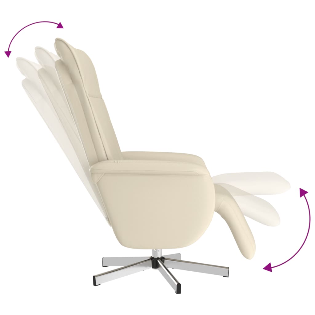 vidaXL Fauteuil verstelbaar met voetensteun kunstleer crèmekleurig
