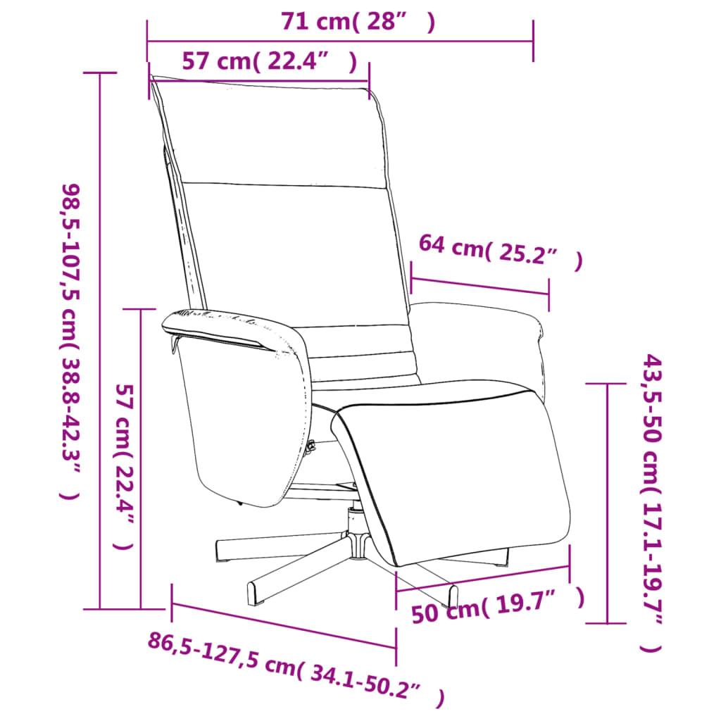 vidaXL Fauteuil verstelbaar met voetensteun kunstleer crèmekleurig
