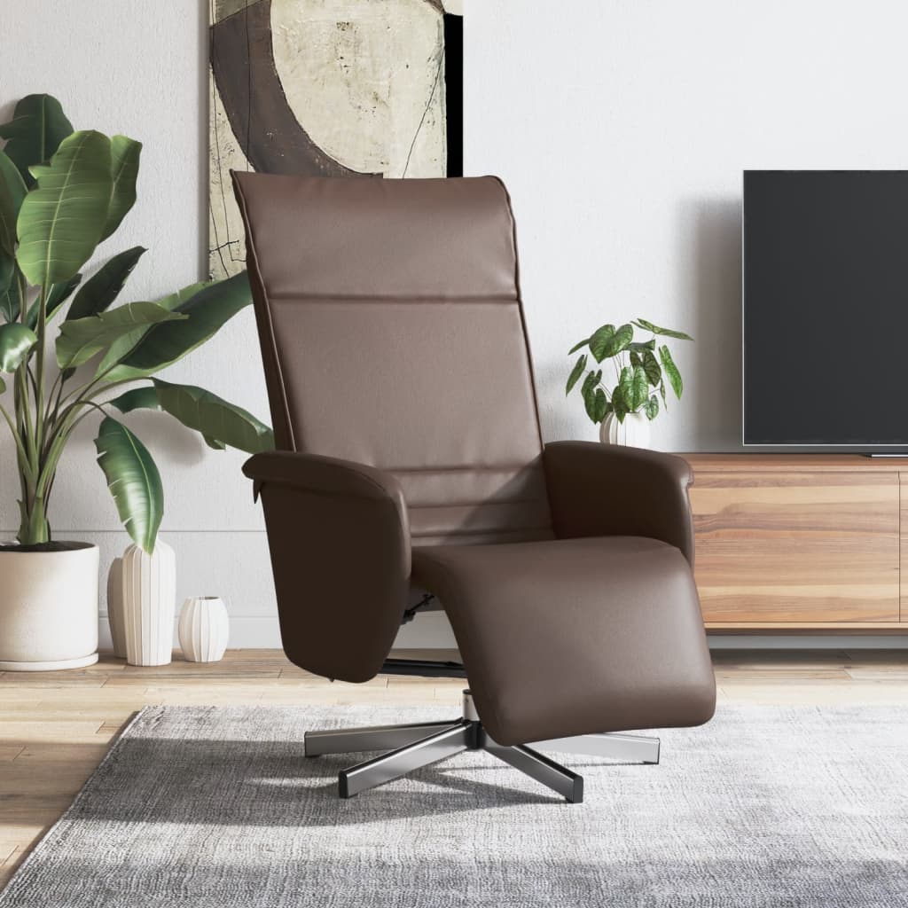 vidaXL Fauteuil verstelbaar met voetensteun kunstleer crèmekleurig