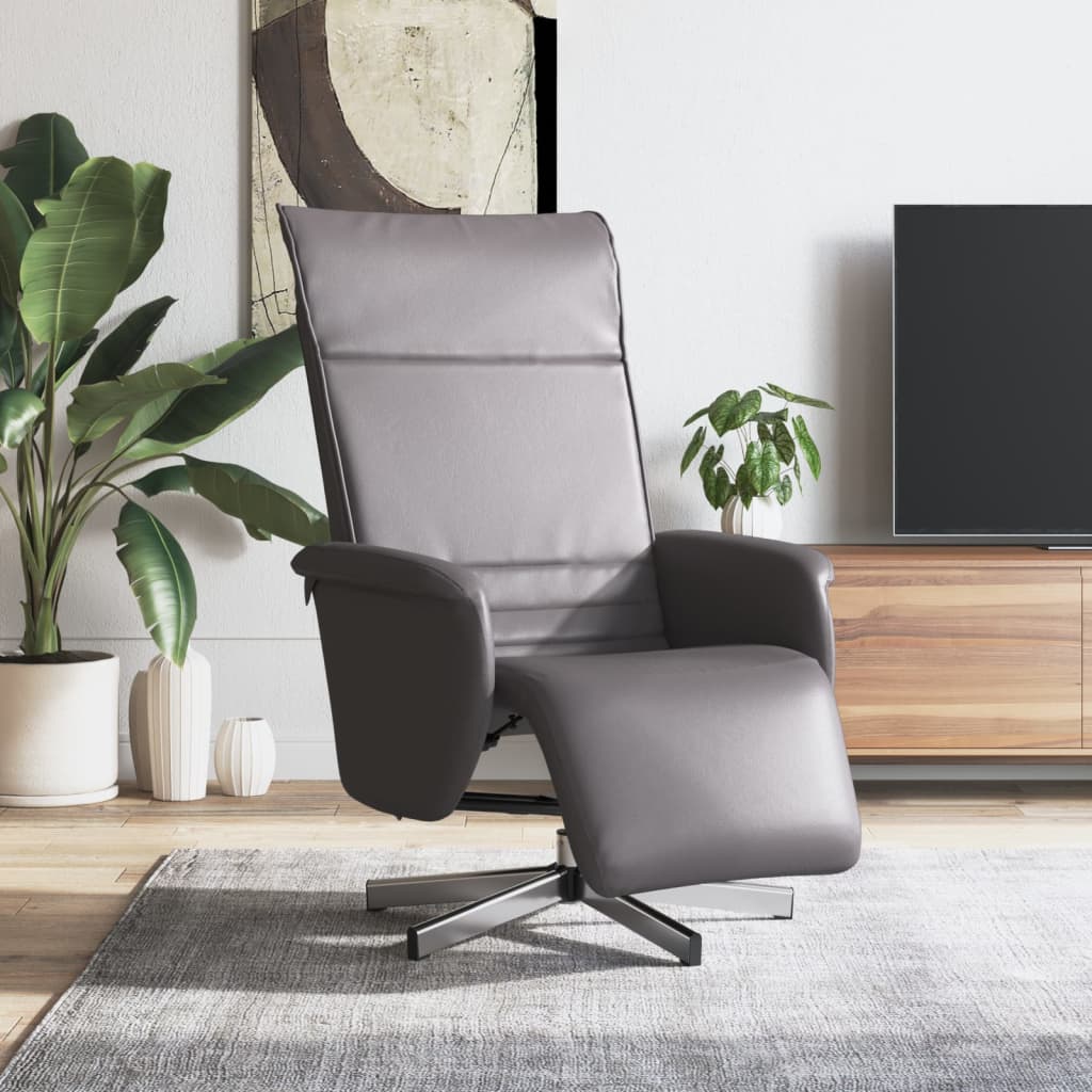 vidaXL Fauteuil verstelbaar met voetensteun kunstleer crèmekleurig