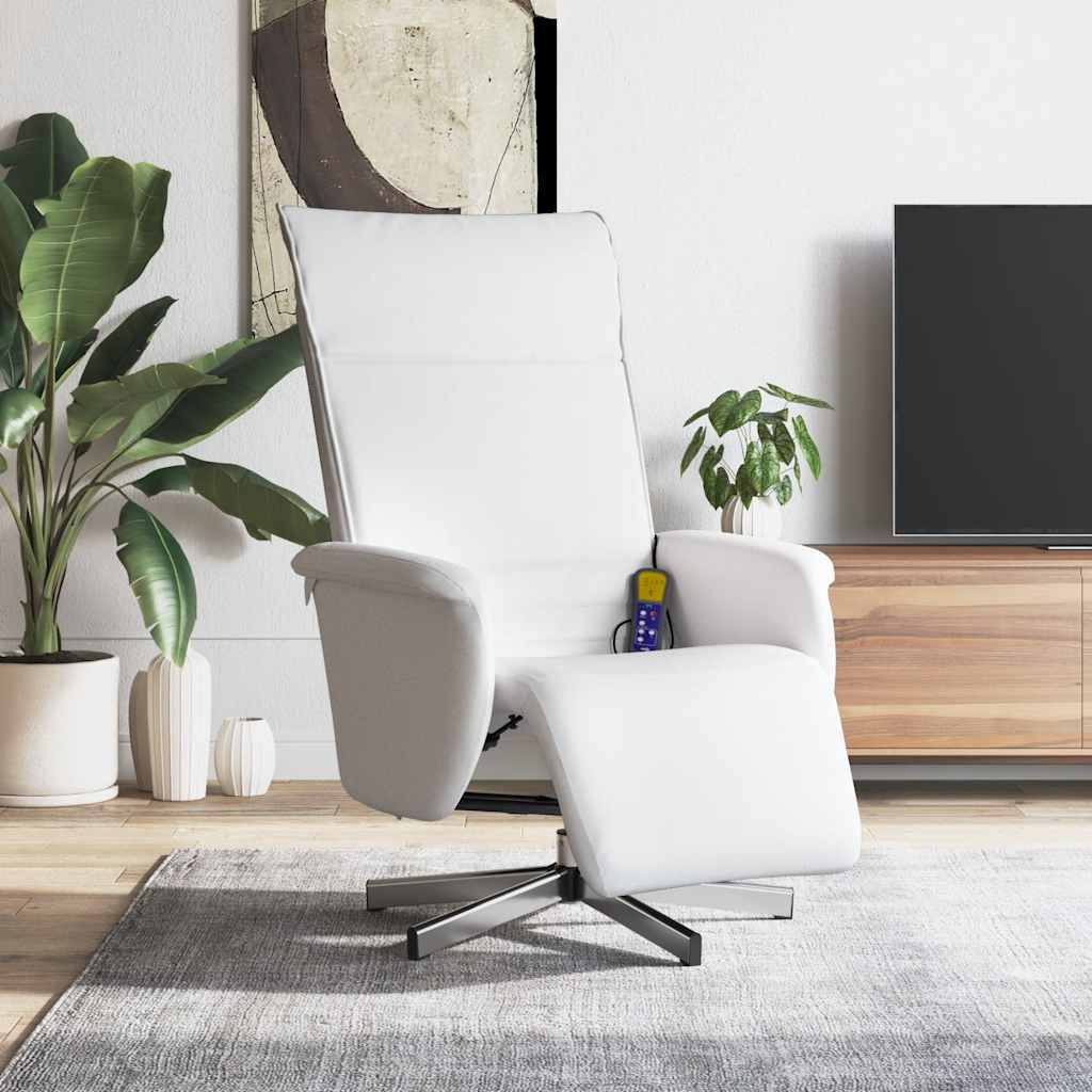 vidaXL Massagestoel verstelbaar met voetensteun kunstleer crèmekleurig