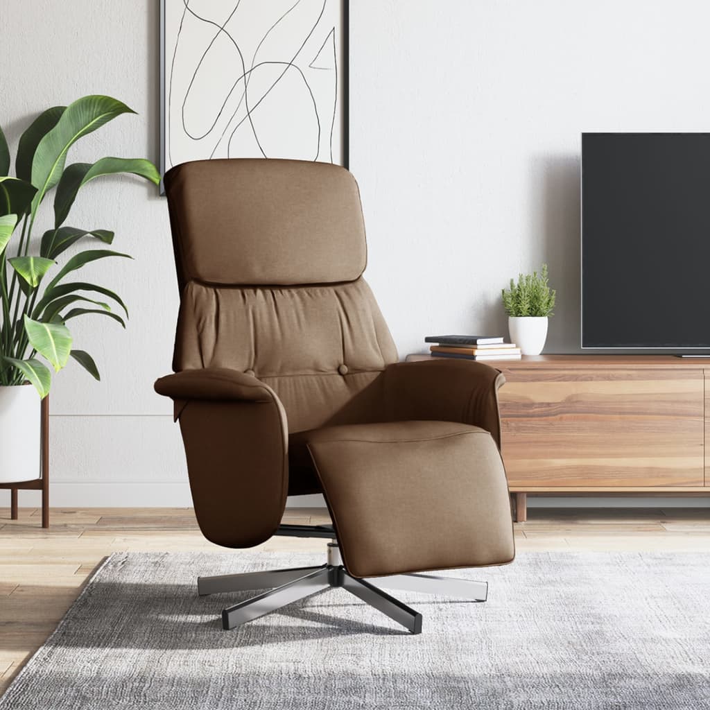 vidaXL Fauteuil verstelbaar met voetensteun stof lichtgrijs