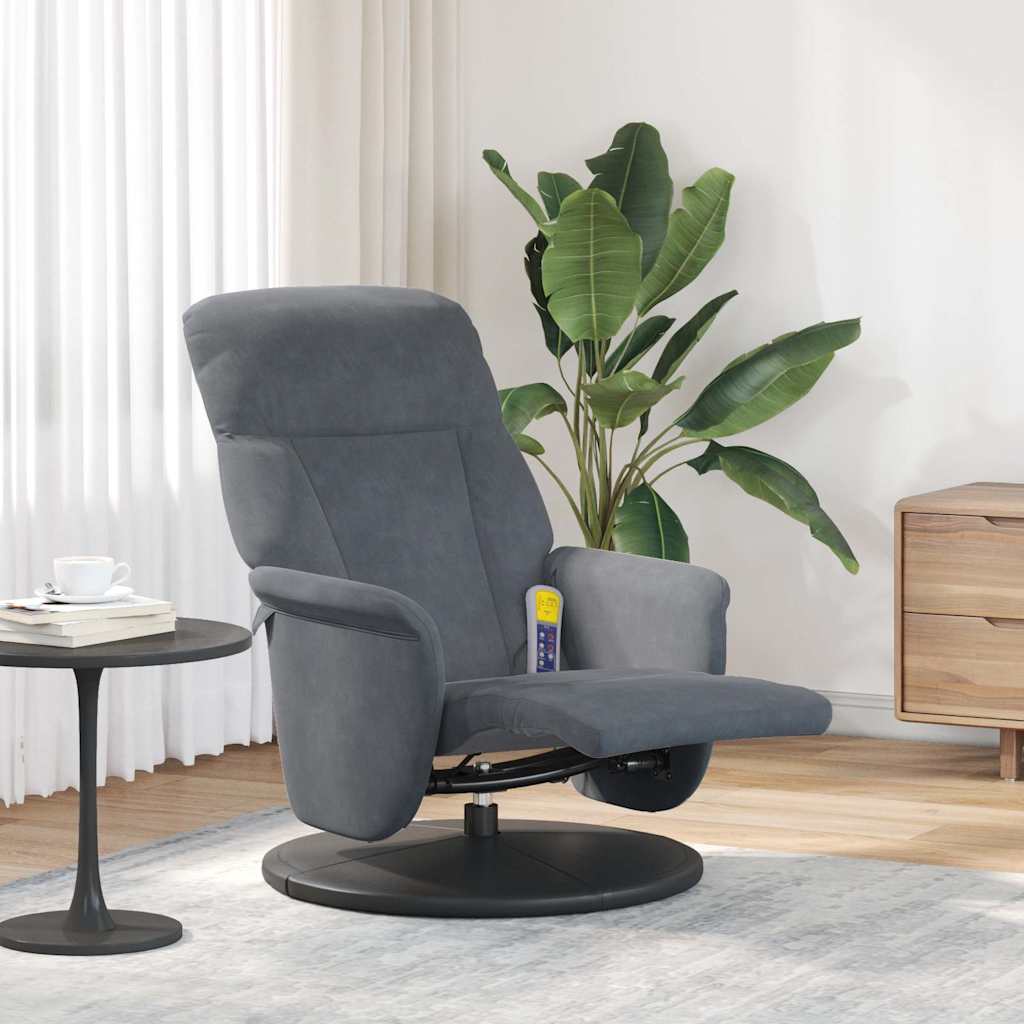 vidaXL Massagestoel verstelbaar met voetensteun fluweel blauw