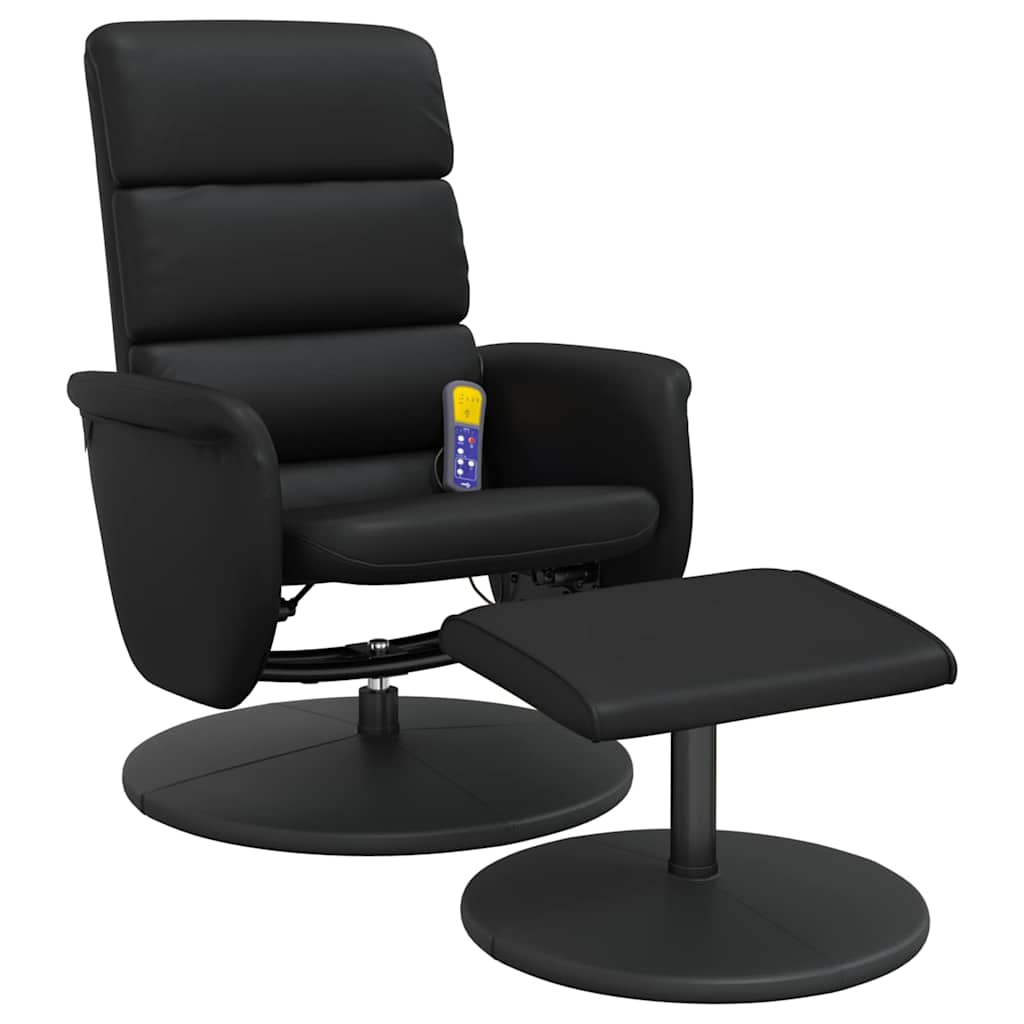 vidaXL Adjustable Massage Recliner with Footrest Faux Leather Black