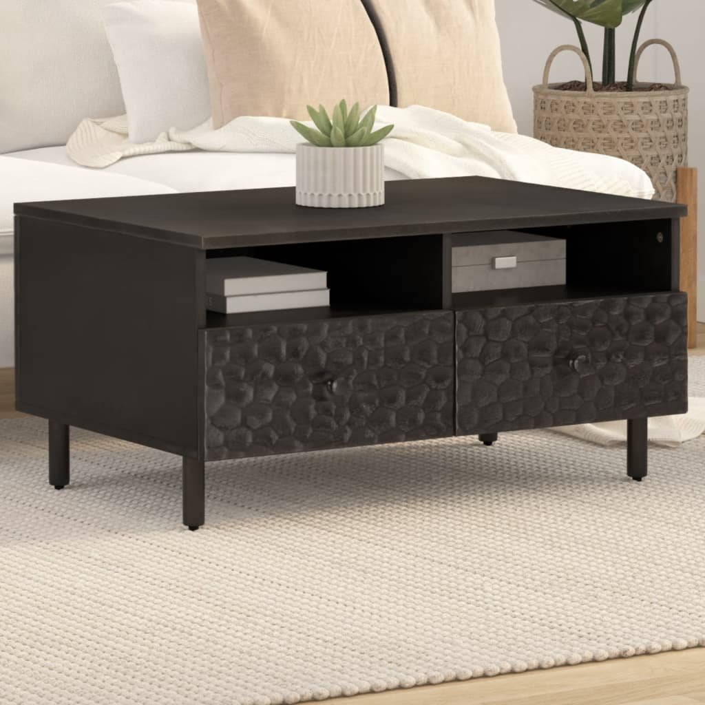 vidaXL Coffee Table 80x54x40 cm Solid Mango Wood Black