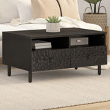vidaXL Coffee Table 80x54x40 cm Solid Mango Wood Black
