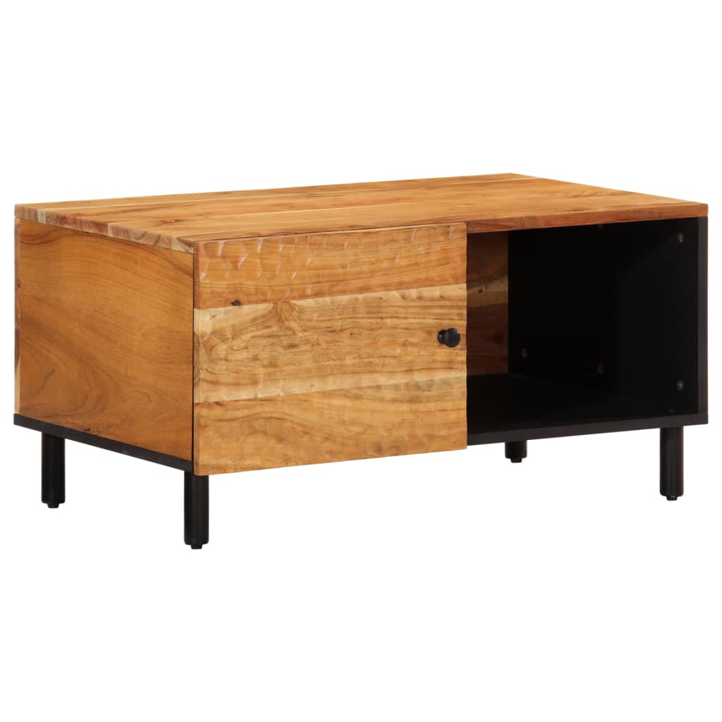 vidaXL Salontafel 80x50x40 cm massief mangohout zwart