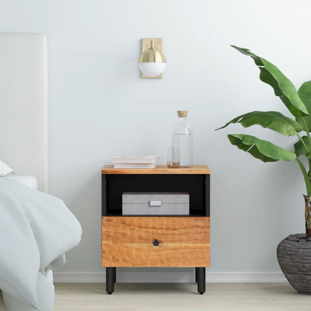 vidaXL Nachtkastje 40x33x46 cm massief mangohout zwart