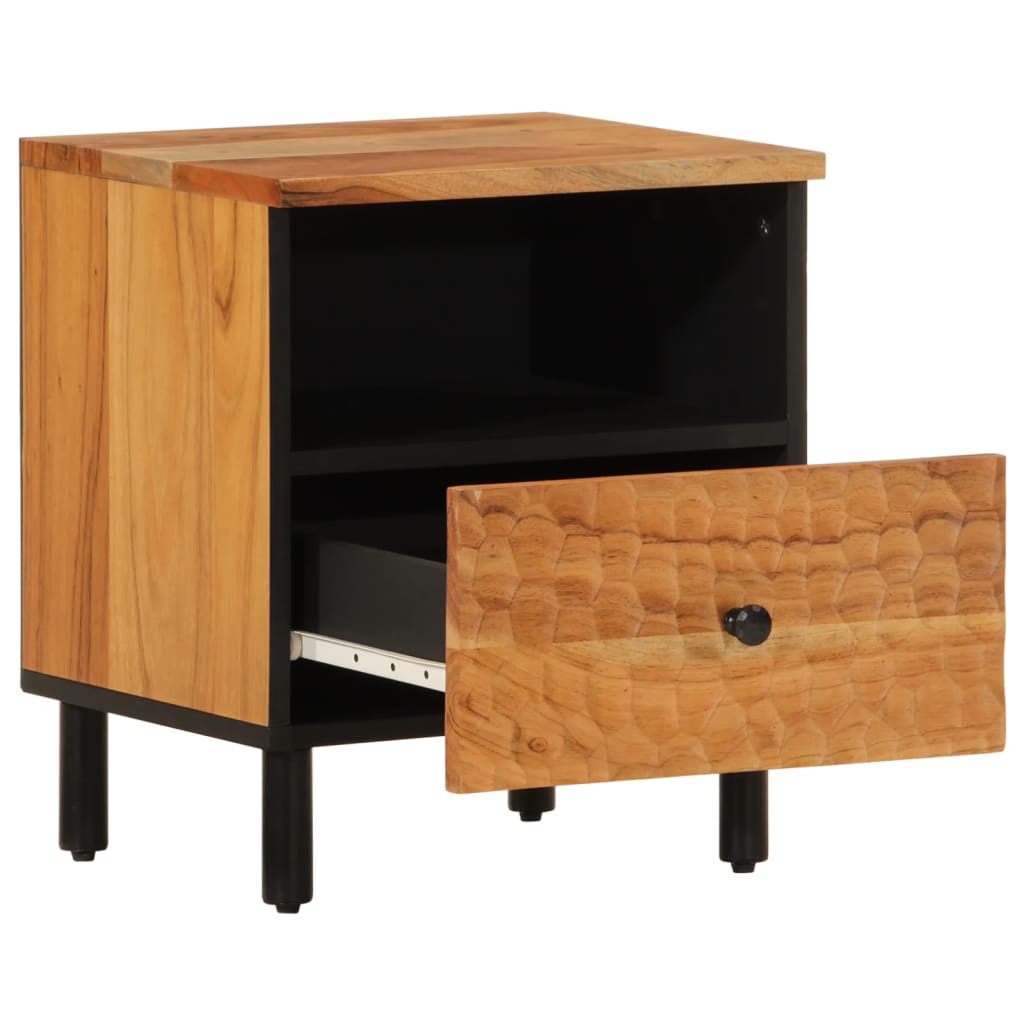 vidaXL Nachtkastje 40x33x46 cm massief mangohout zwart