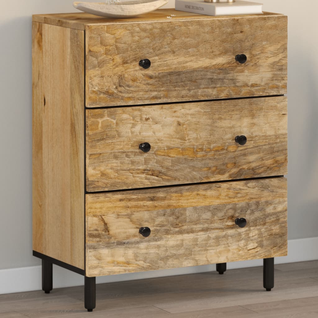 vidaXL Bijzetkast 60x33x75 cm massief mangohout zwart