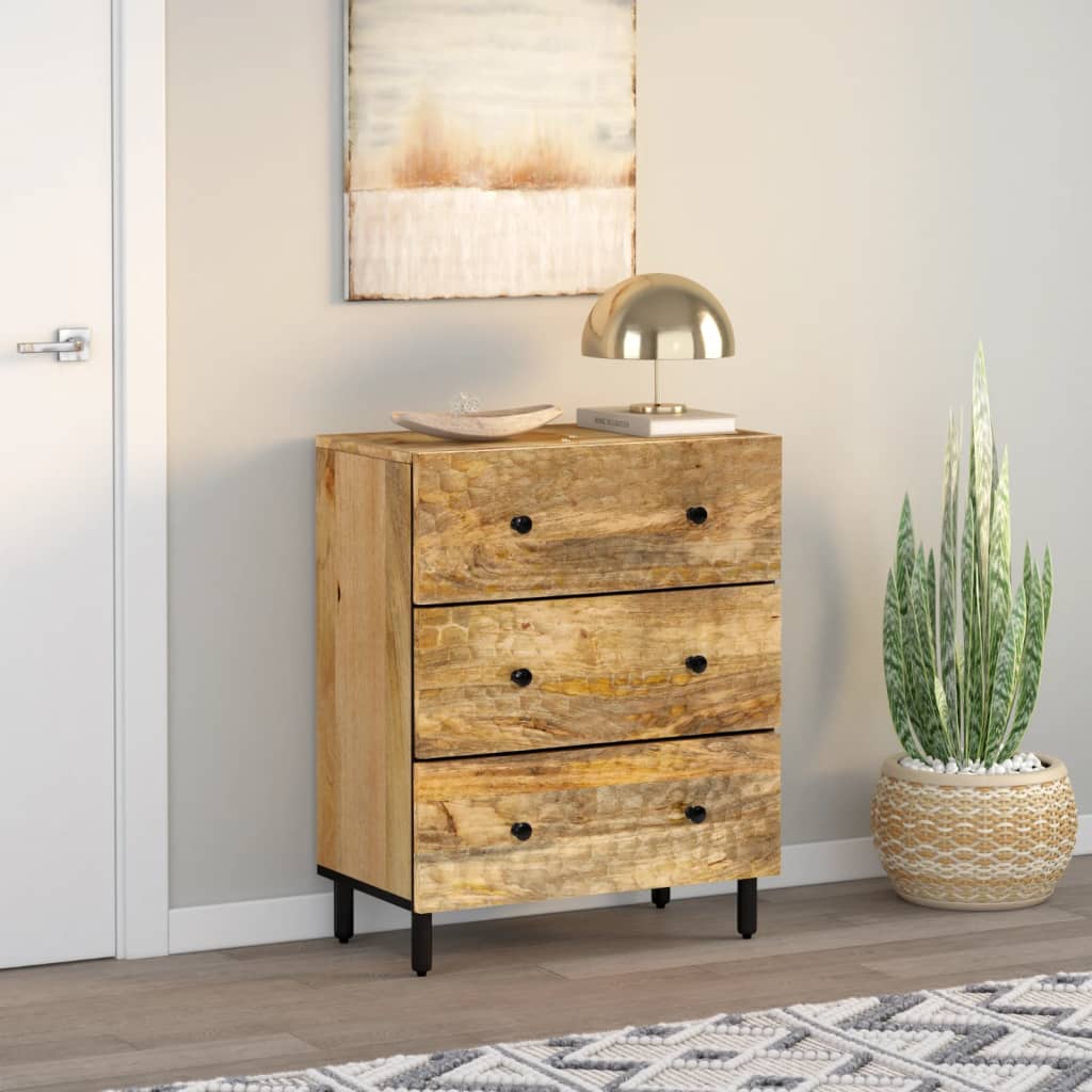 vidaXL Bijzetkast 60x33x75 cm massief mangohout zwart