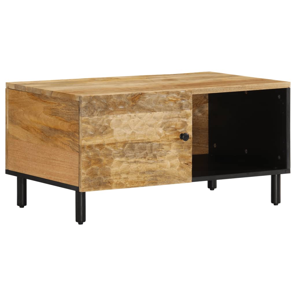 vidaXL Salontafel 80x50x40 cm massief mangohout zwart