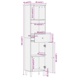 vidaXL Badkamerkast 38x33x160 cm massief mangohout zwart