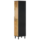 vidaXL Badkamerkast 38x33x160 cm massief mangohout zwart