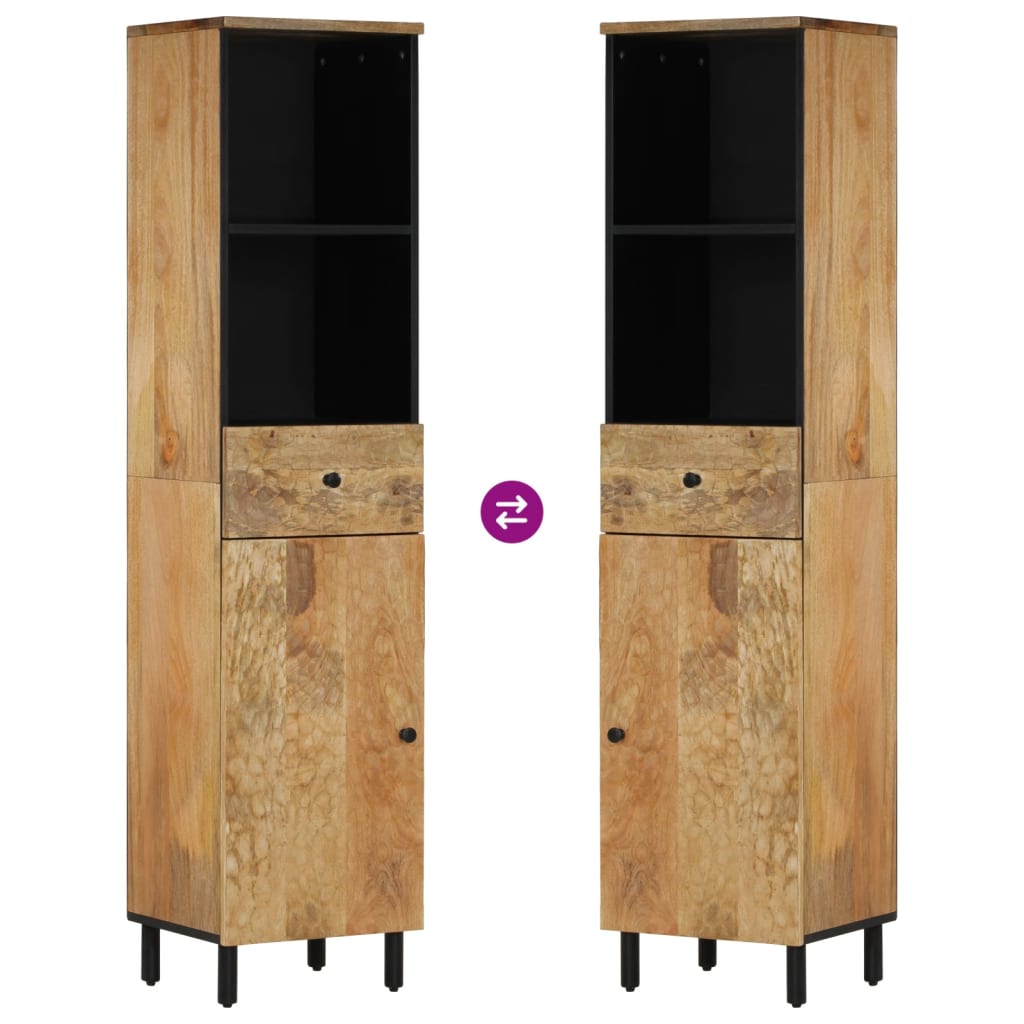 vidaXL Badkamerkast 38x33x160 cm massief mangohout zwart