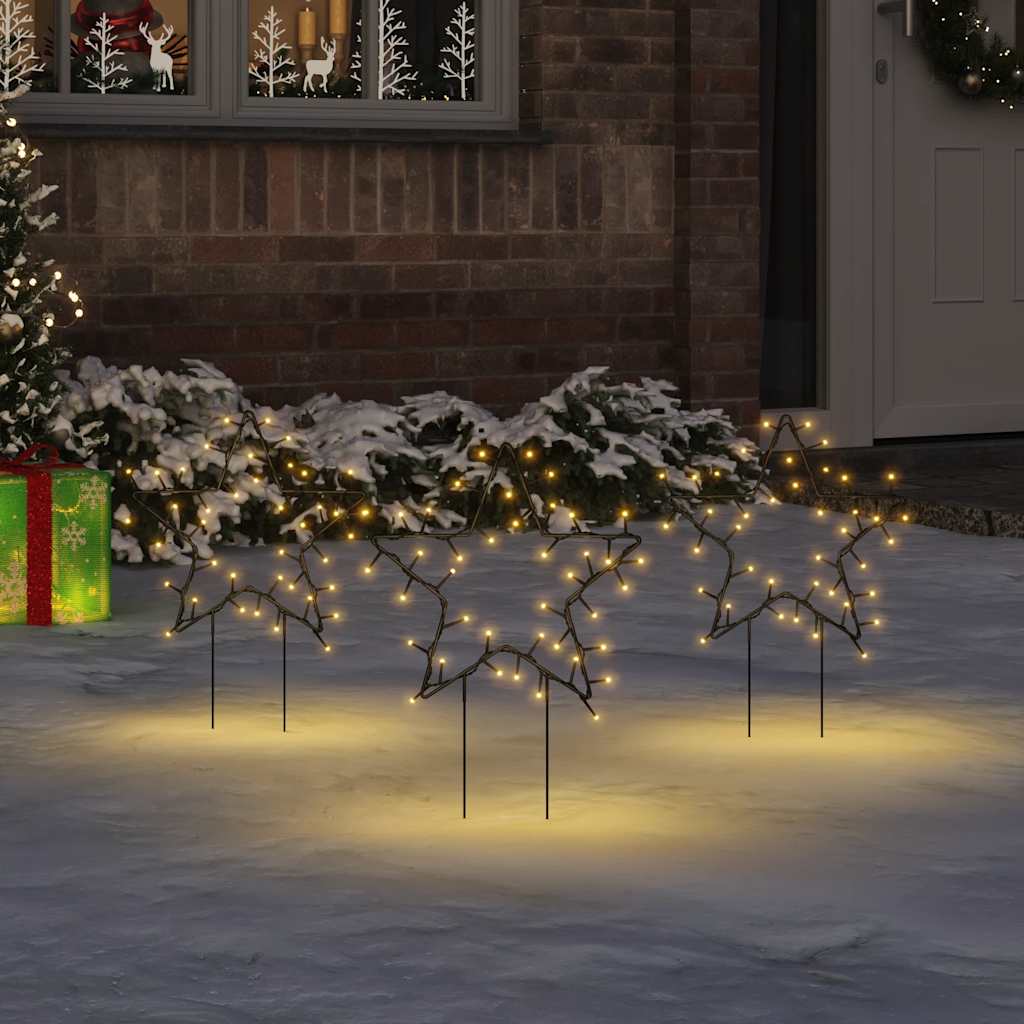 vidaXL Christmas lights star 3 pcs with ground spikes 50 LEDs 29 cm