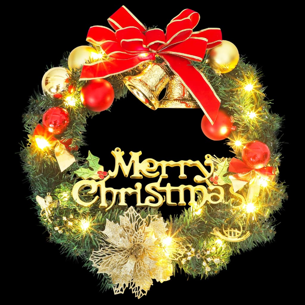 vidaXL Christmas Wreath with 15 LEDs 30 cm Green