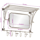 vidaXL Bagagerek met kleerhangers en spiegel wandmontage aluminium