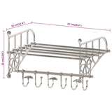 vidaXL Bagagerek met kleerhangers wandmontage aluminium