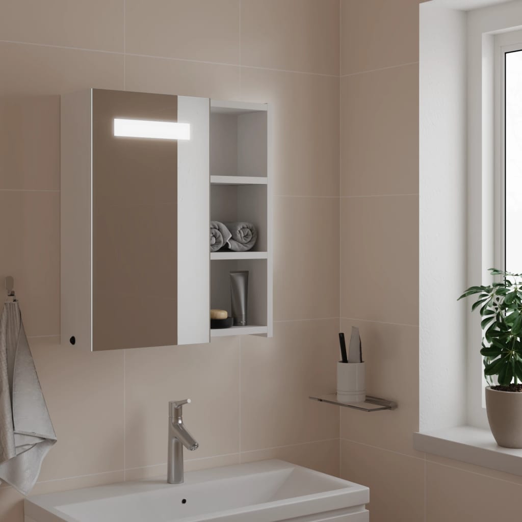 vidaXL Bathroom Cabinet with Mirror and LED 45x13x52 cm White