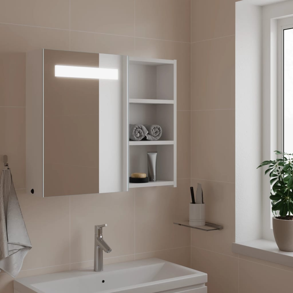vidaXL Bathroom Cabinet with Mirror and LED 45x13x52 cm White