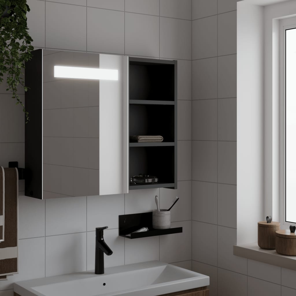 vidaXL Bathroom Cabinet with Mirror and LED 45x13x52 cm White