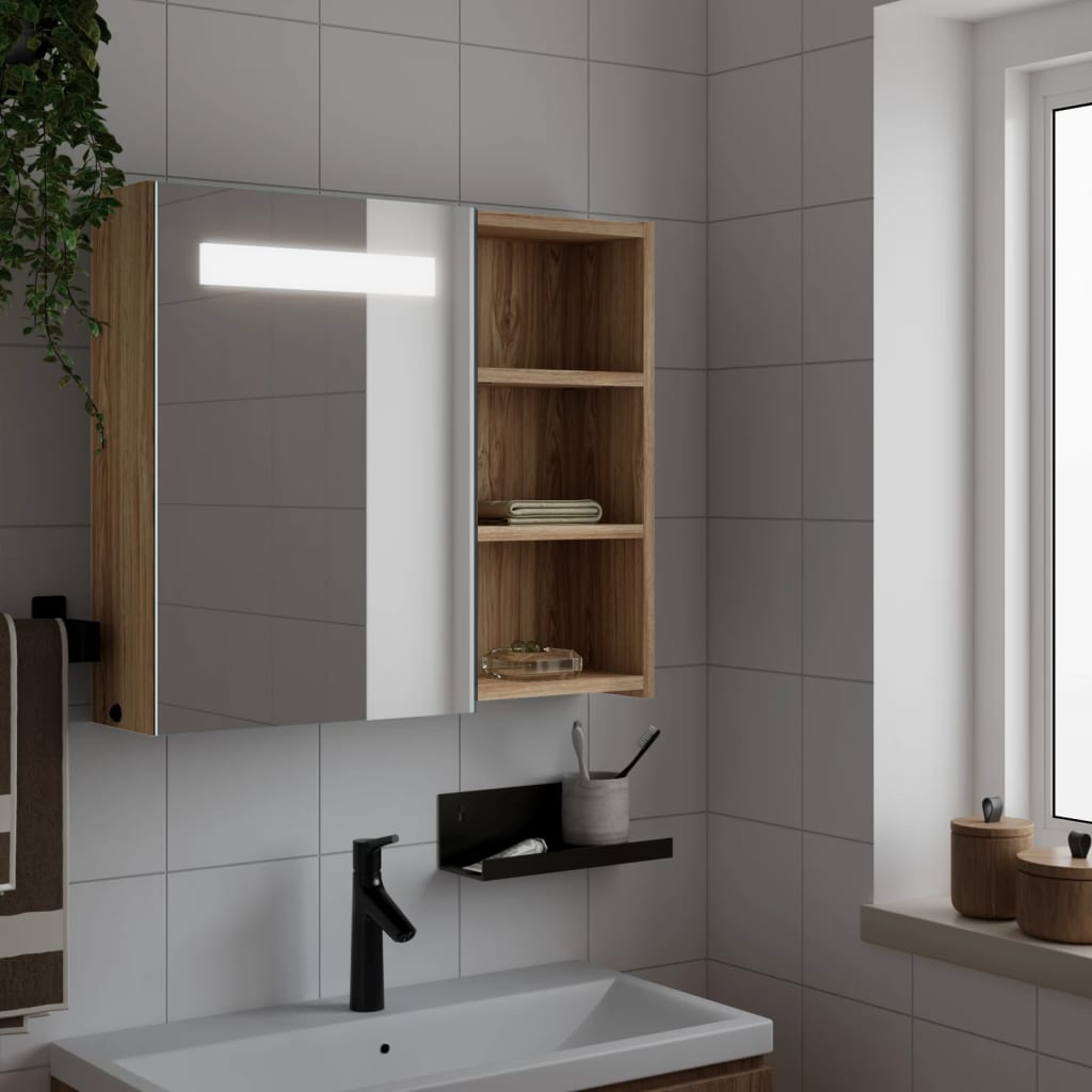 vidaXL Bathroom Cabinet with Mirror and LED 45x13x52 cm White