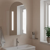 vidaXL Badkamerkast met spiegel en LED gebogen 42x13x70 cm wit