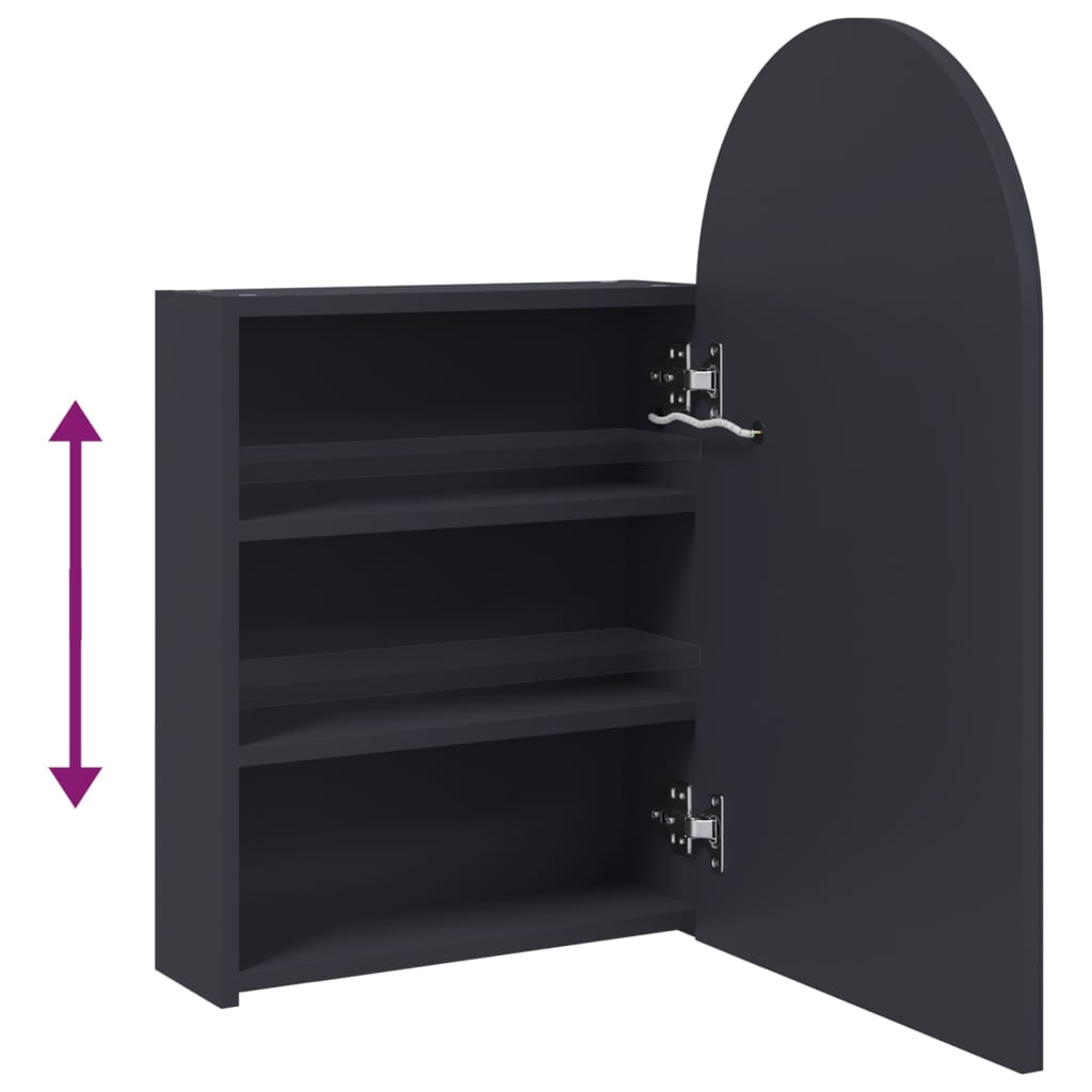vidaXL Badkamerkast met spiegel en LED gebogen 42x13x70 cm wit