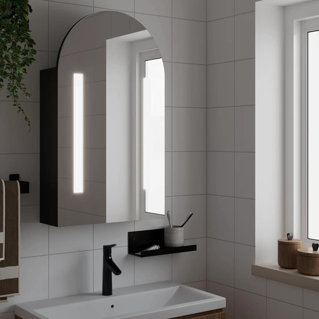 vidaXL Badkamerkast met spiegel en LED gebogen 42x13x70 cm wit