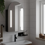 vidaXL Badkamerkast met spiegel en LED gebogen 42x13x70 cm wit