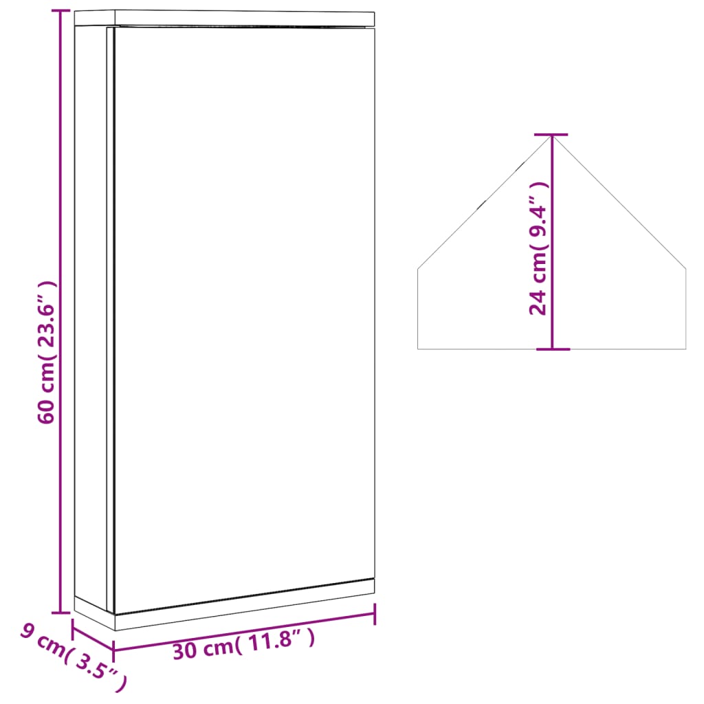 vidaXL Bathroom Cabinet with Mirror 30x24x60 cm White
