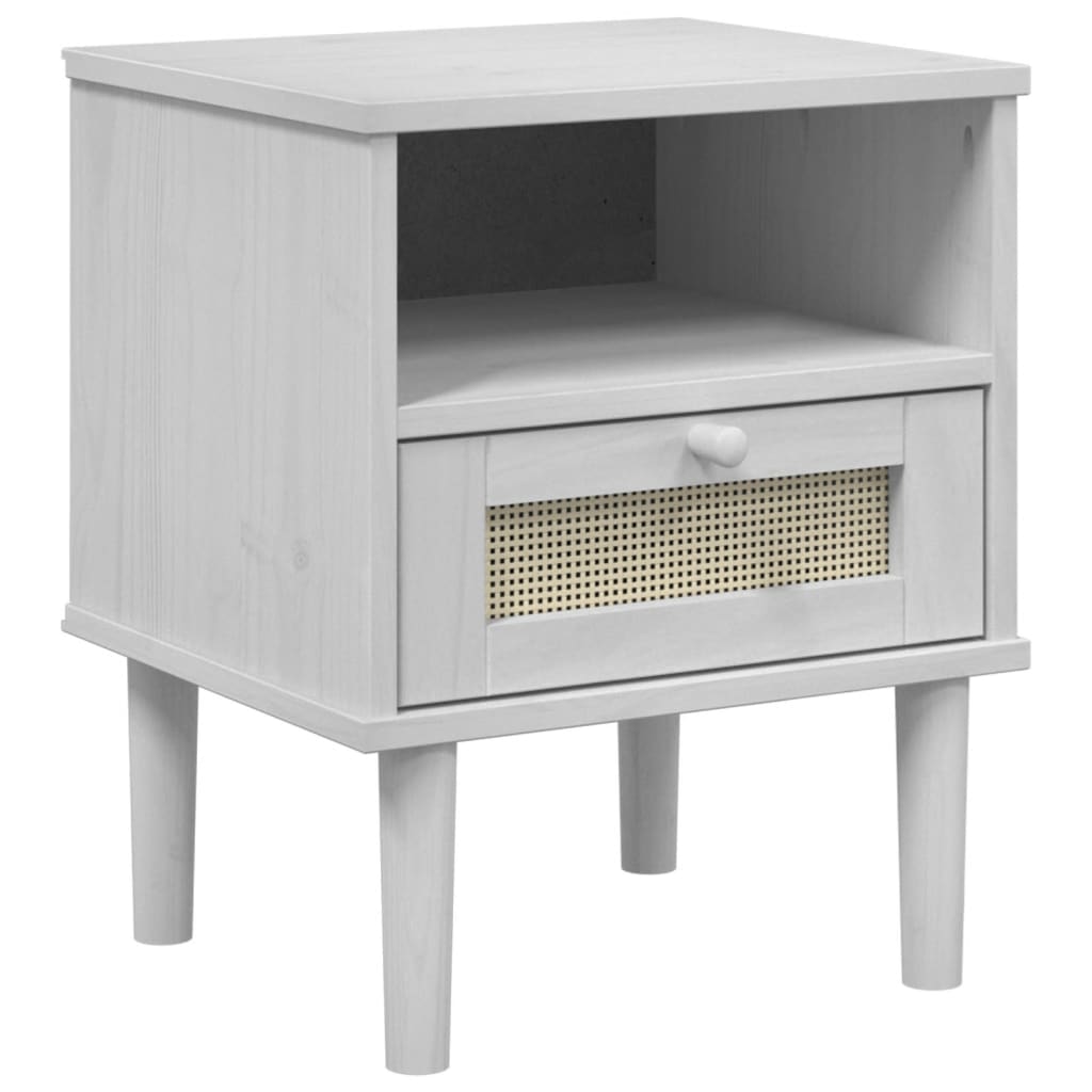 vidaXL Nachtkastje SENJA rattan-look 40x35x48 cm grenenhout bruin