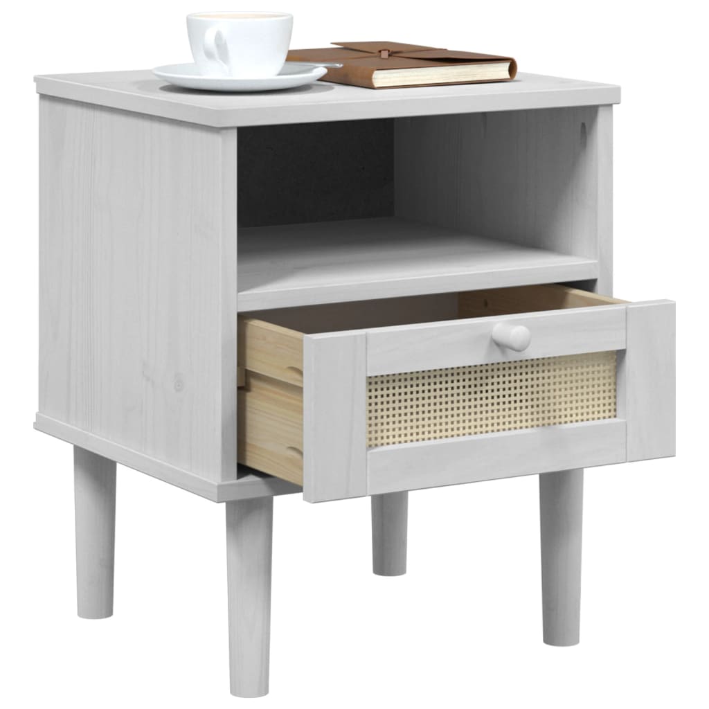 vidaXL Nachtkastje SENJA rattan-look 40x35x48 cm grenenhout bruin