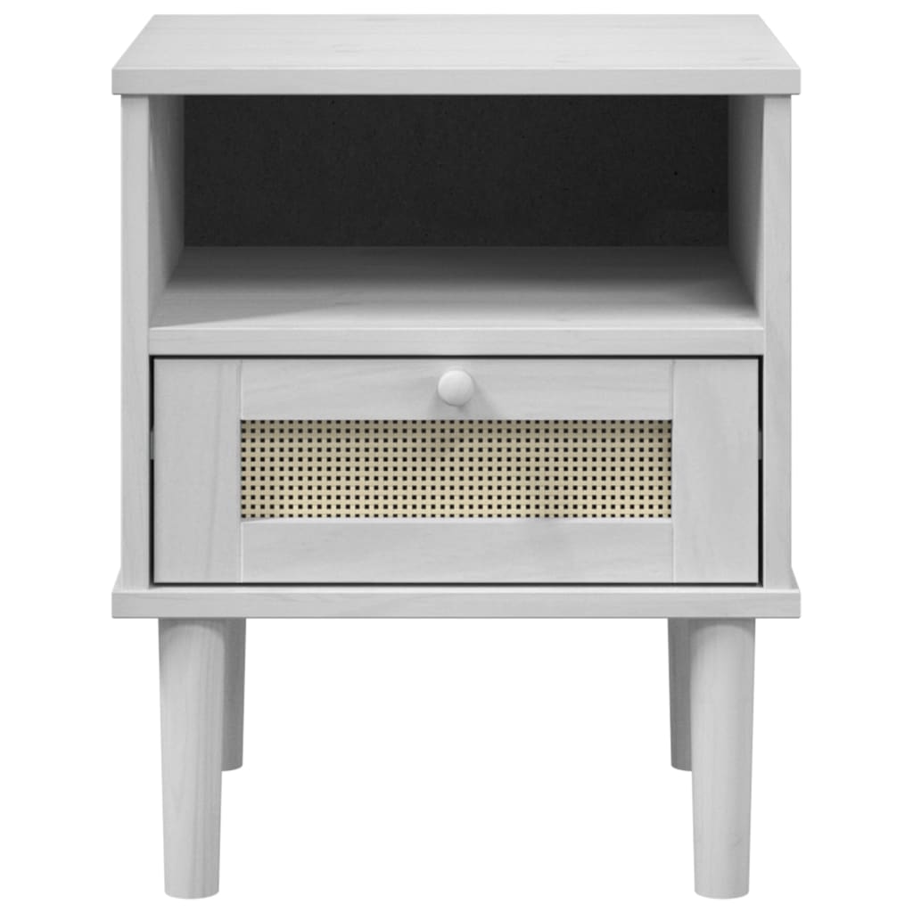 vidaXL Nachtkastje SENJA rattan-look 40x35x48 cm grenenhout bruin