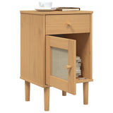 vidaXL Nachtkastje SENJA rattan-look 40x35x65 cm grenenhout bruin