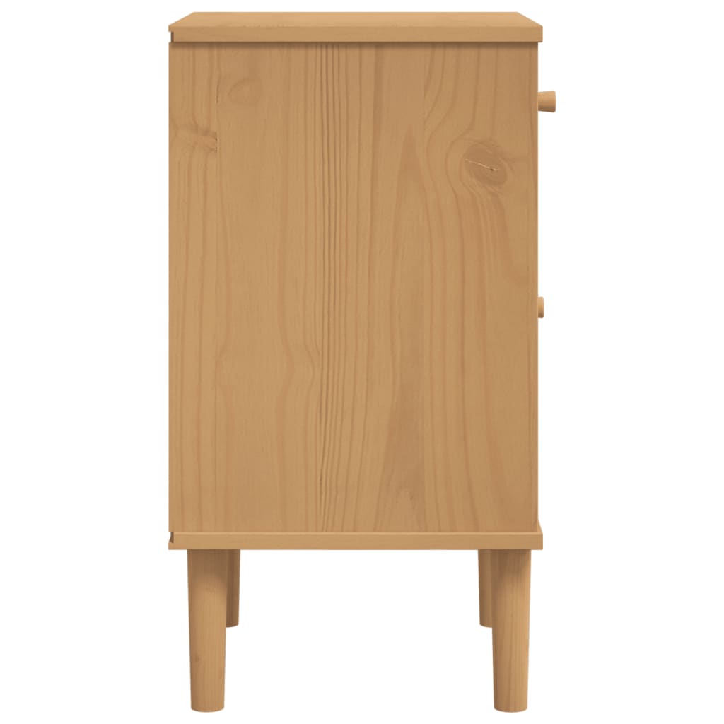 vidaXL Nachtkastje SENJA rattan-look 40x35x65 cm grenenhout bruin