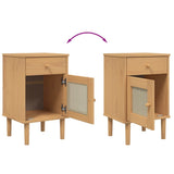 vidaXL Nachtkastje SENJA rattan-look 40x35x65 cm grenenhout bruin
