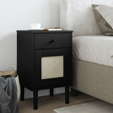 vidaXL Nachtkastje SENJA rattan-look 40x35x65 cm grenenhout bruin