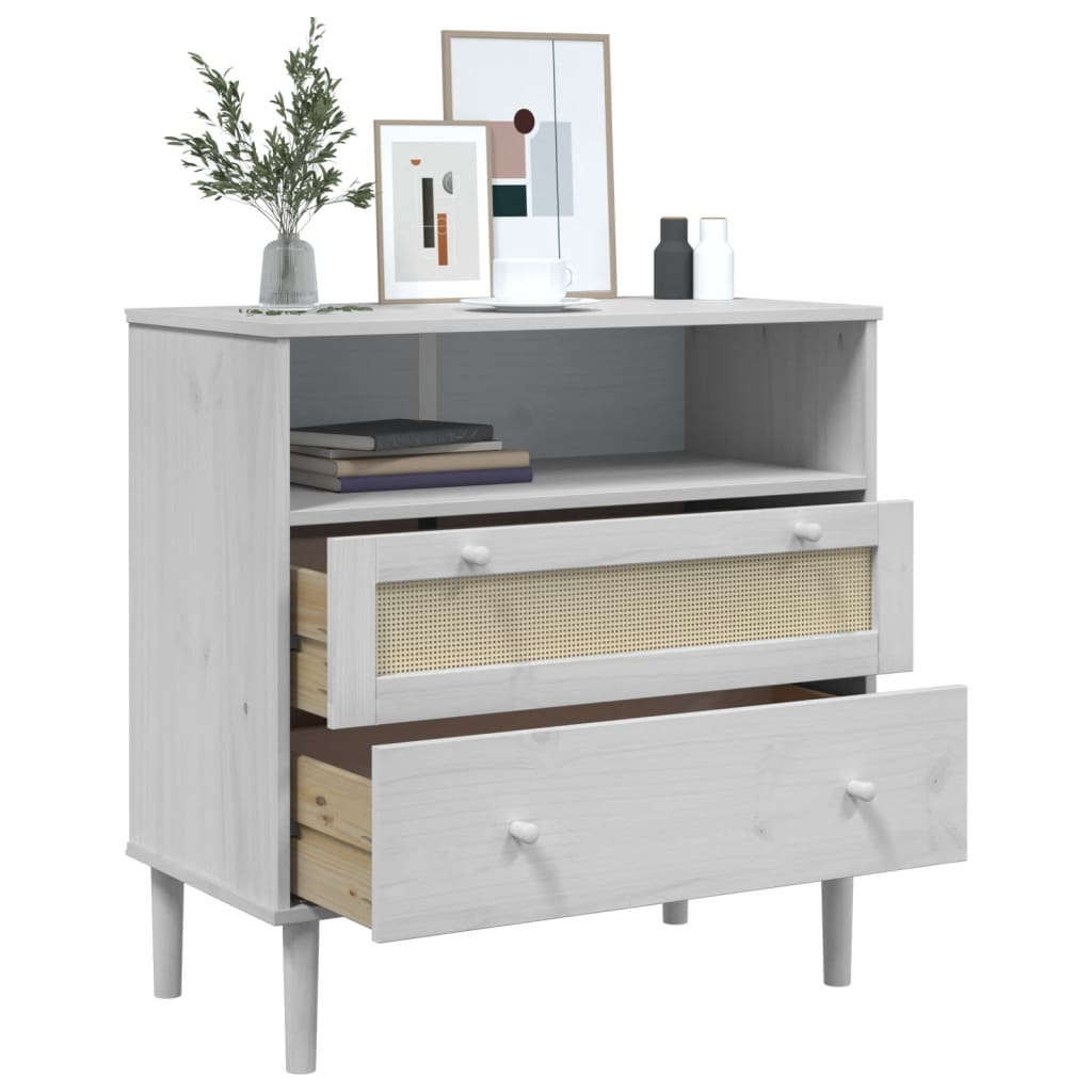 vidaXL Dressoir SENJA rattan-look 80x40x80 cm massief grenenhout bruin