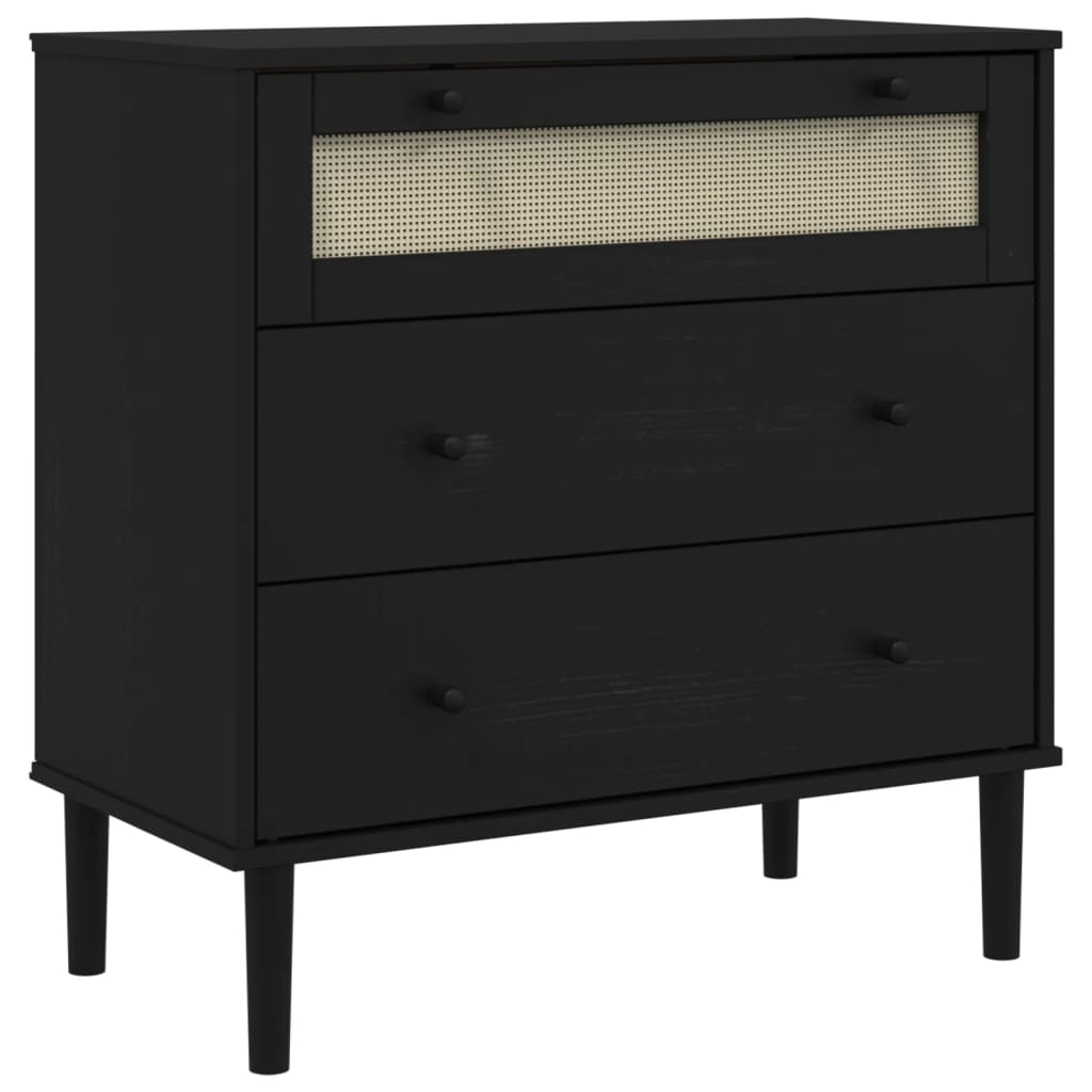 vidaXL Chest of Drawers SENJA rattan-look 80x40x80 cm solid pine wood brown