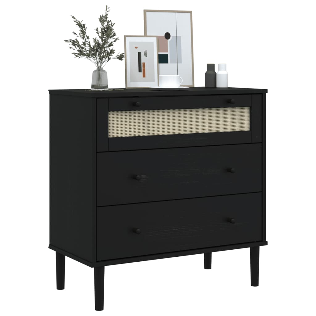 vidaXL Chest of Drawers SENJA rattan-look 80x40x80 cm solid pine wood brown