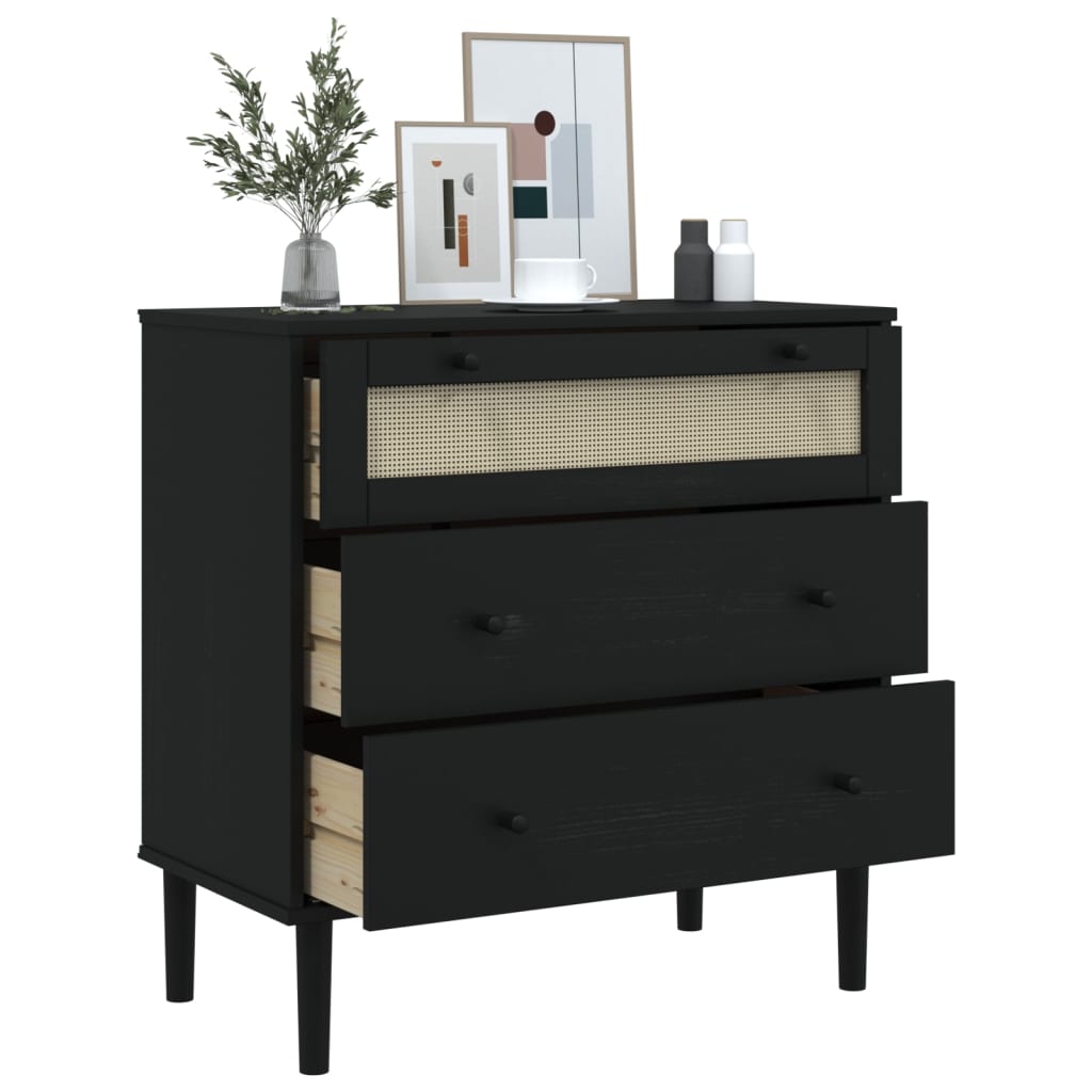vidaXL Chest of Drawers SENJA rattan-look 80x40x80 cm solid pine wood brown