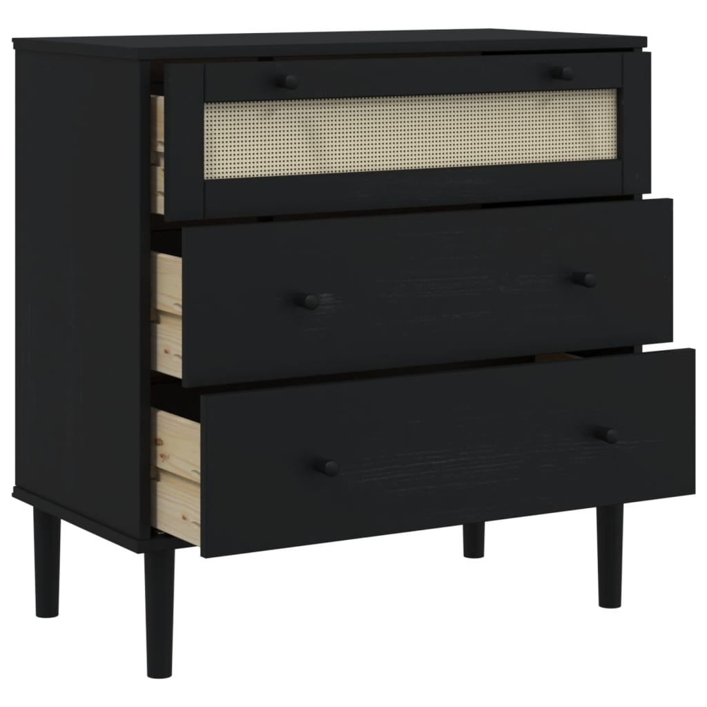vidaXL Chest of Drawers SENJA rattan-look 80x40x80 cm solid pine wood brown