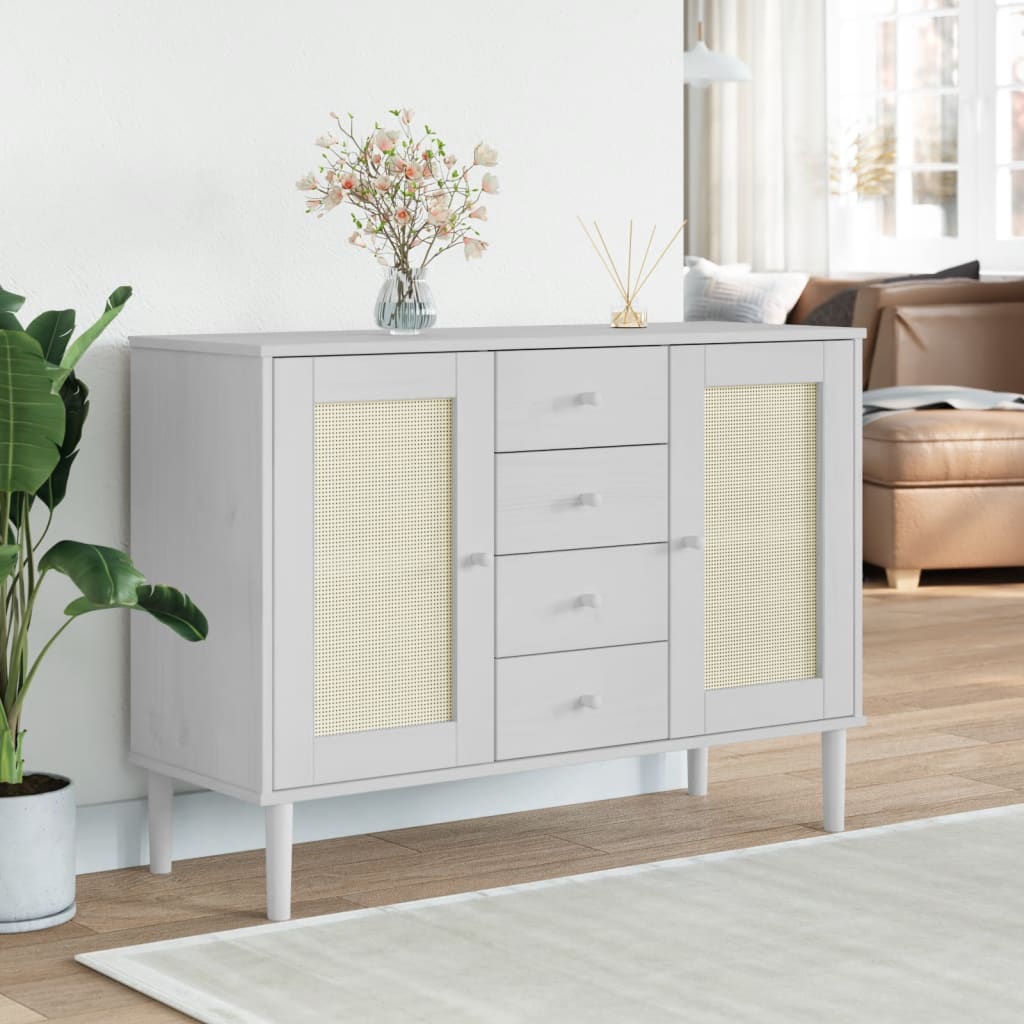 vidaXL Sideboard SENJA Rattan-Look 112x40x80 cm Pine Wood Brown