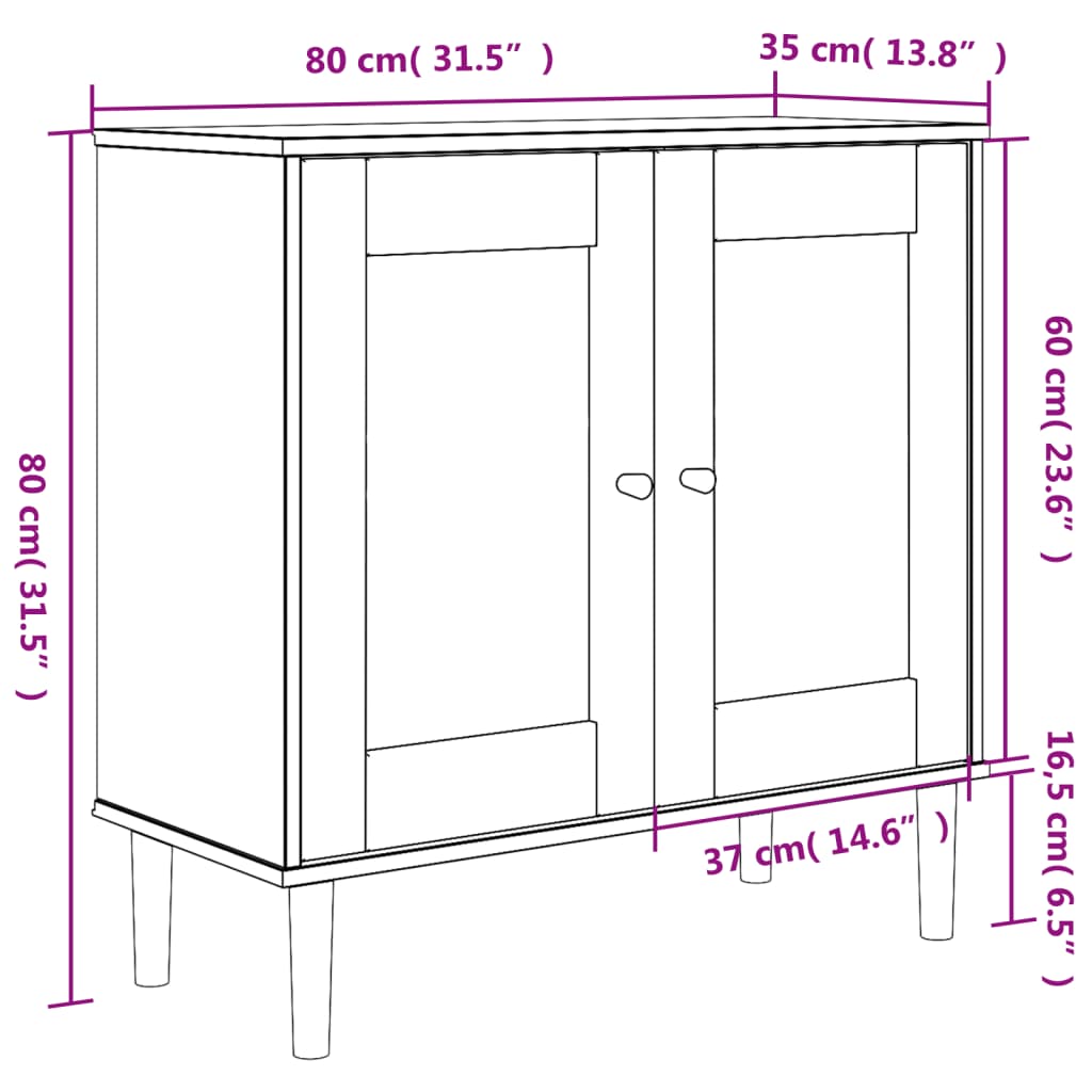 vidaXL Dressoir SENJA 80x35x80 cm rattan look massief grenenhout bruin