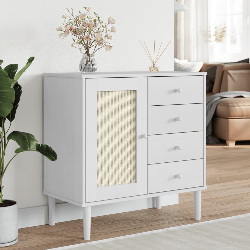 vidaXL Dressoir SENJA 80x40x80 cm rattan look massief grenenhout bruin