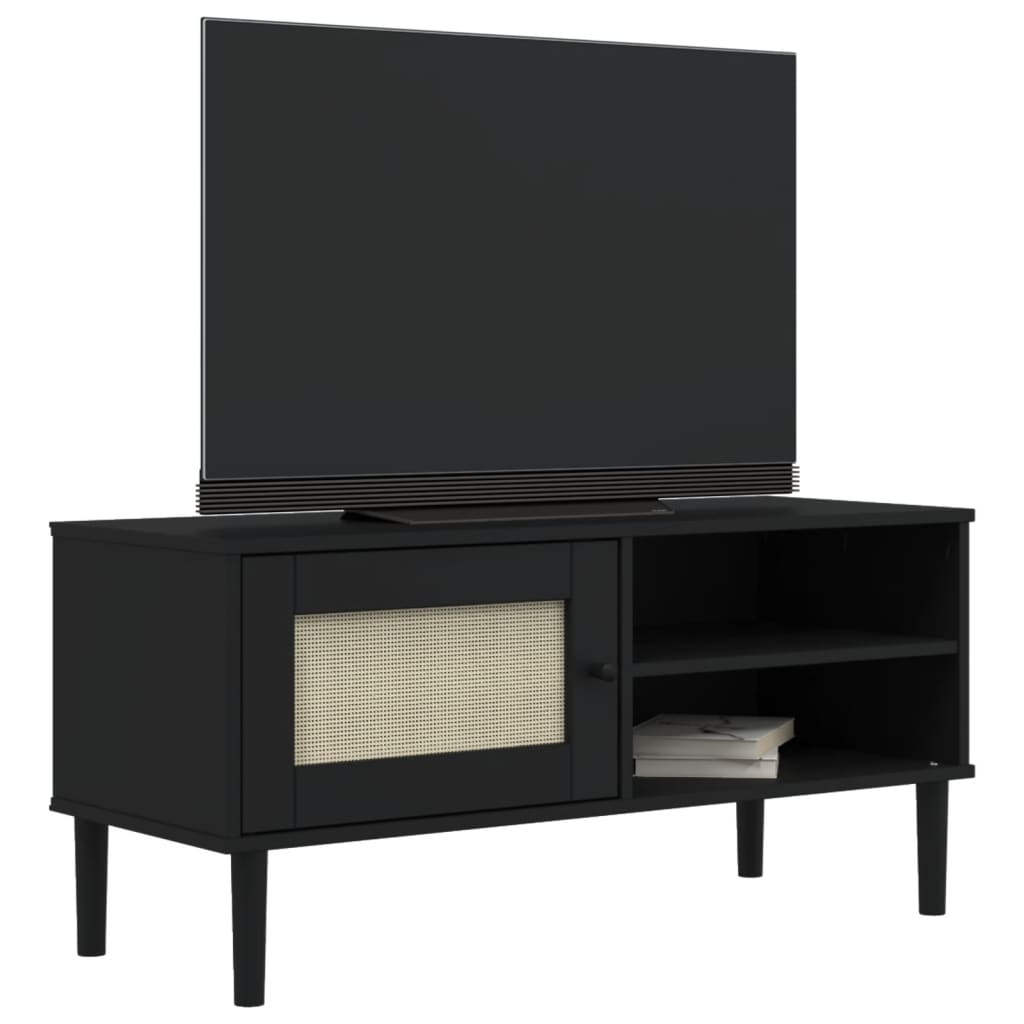vidaXL TV cabinet SENJA 106x40x49 cm rattan solid pine wood brown